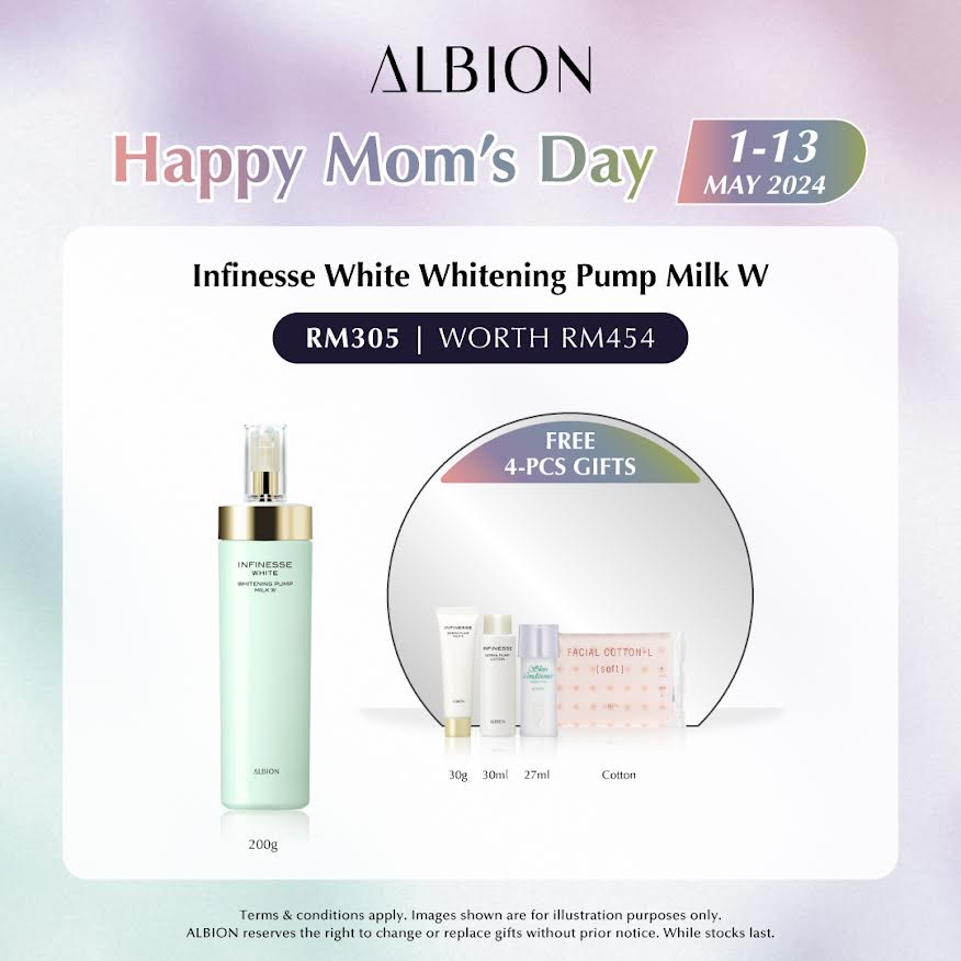 MOM : INFINESSE WHITE Whitening Pump Milk W 200g, Gift Worth RM149