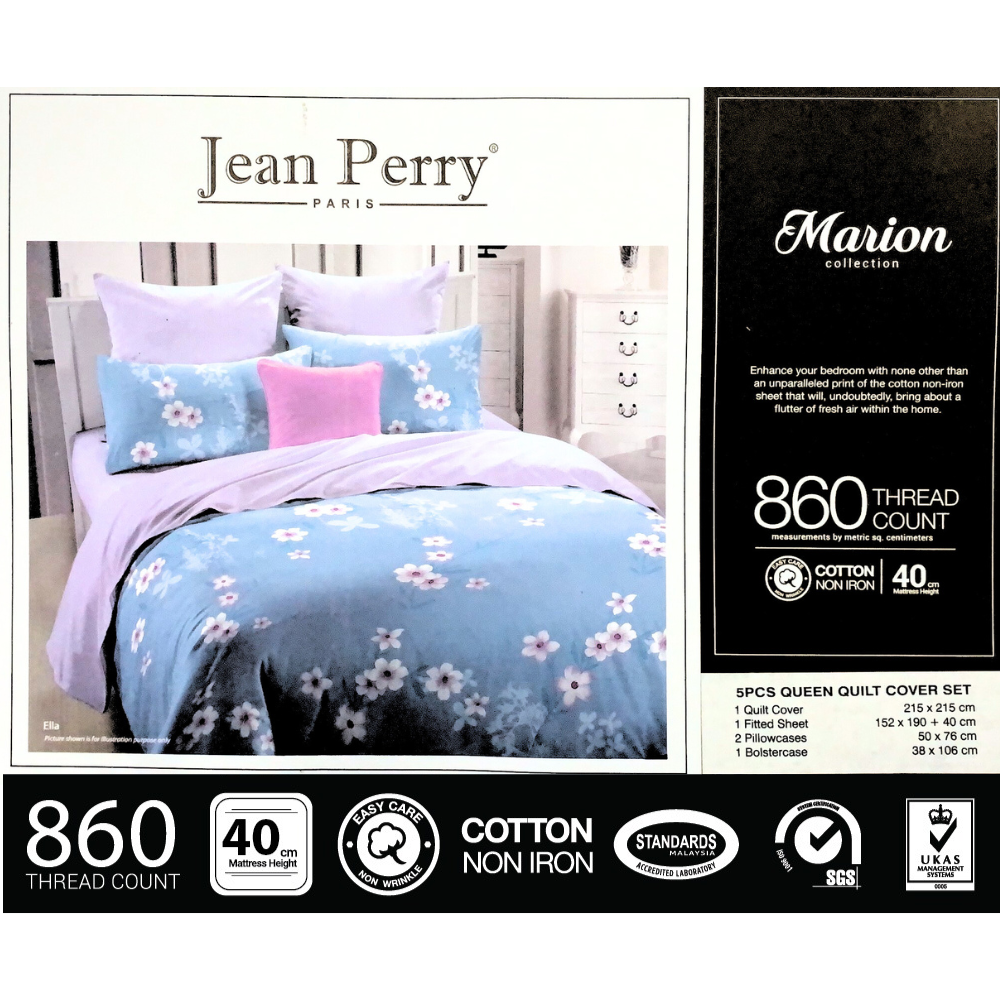[Special] Jean Perry 5pcs Queen Quilt Cover & 2pcs Pillowcases Set