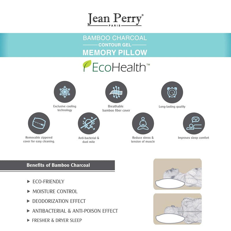JEAN PERRY Ecohealth Bamboo Charcoal Contour Gel Memory Pillow | Isetan KL Online Store