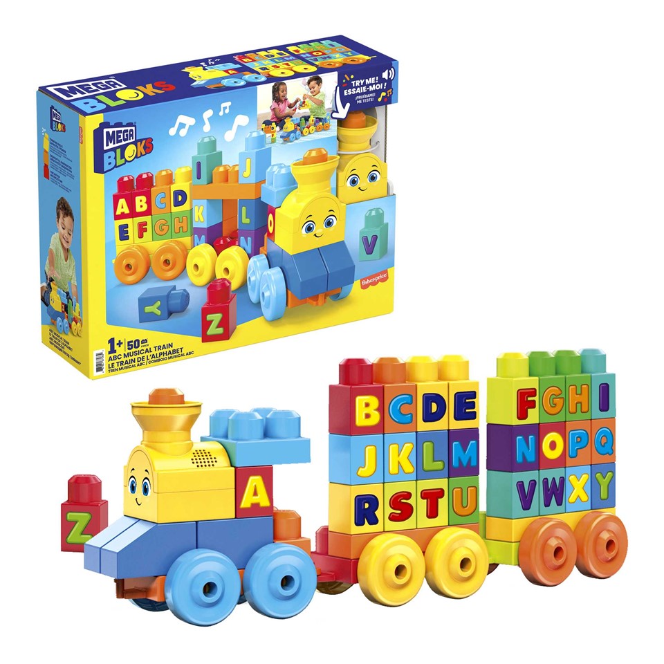 MEGABLOKS FWK22 Toy Blocks ABC Musical Train With Sounds And Music (50 Pieces) for Toddler | Isetan KL Online Store