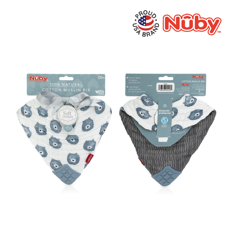 NUBY NB4324 Muslin Bandana Bibs & Teether (2pack) | Isetan KL Online Store