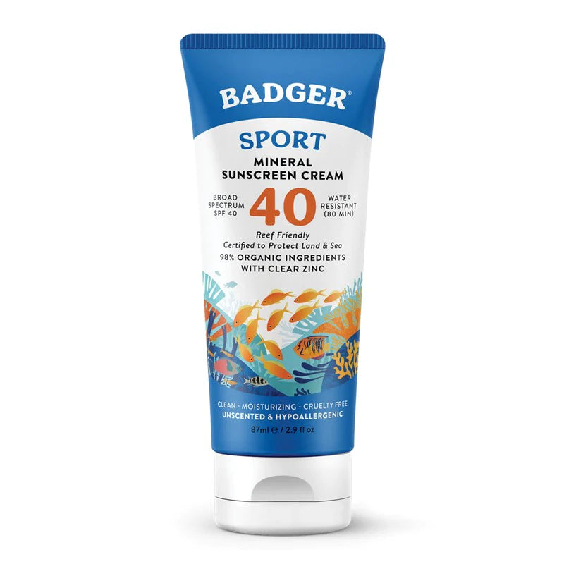 BADGER Sport Mineral Sunscreen Cream SPF 40 87ml | Isetan KL Online Store
