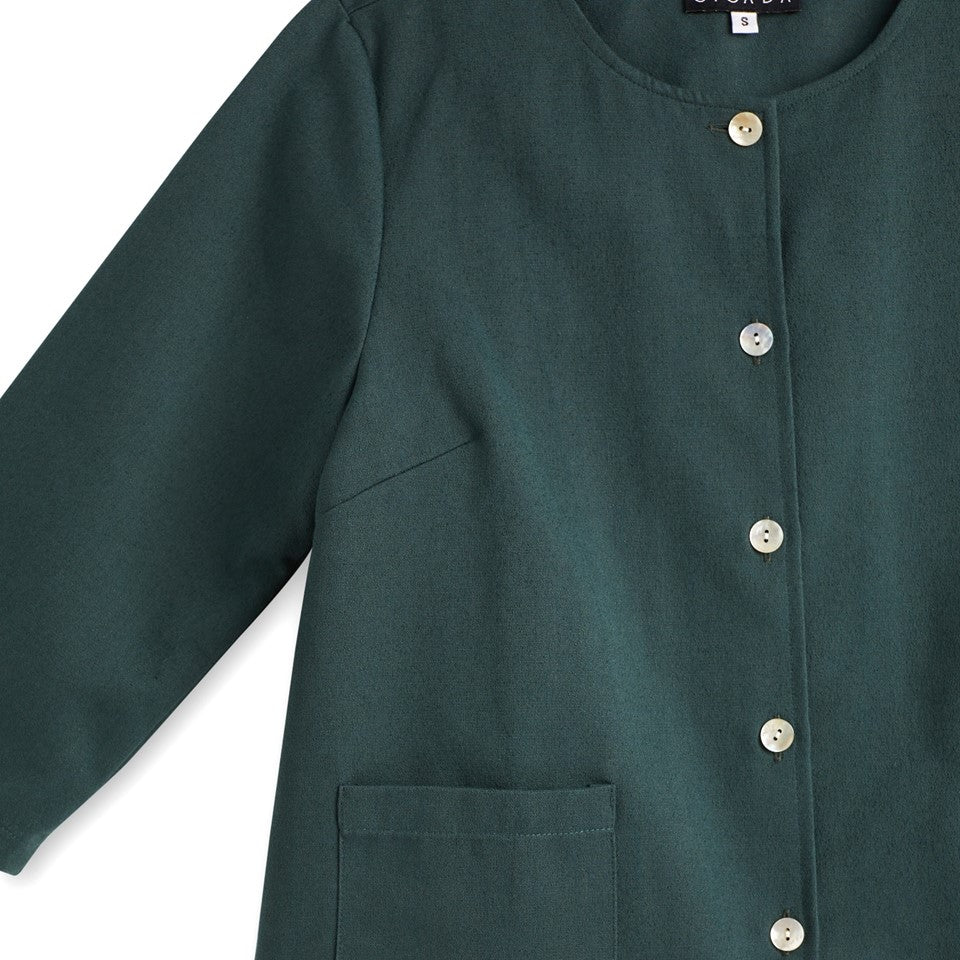 CICADA 3/4 Sleeve Round Neck Overcoat (GREEN) | Isetan KL Online Store