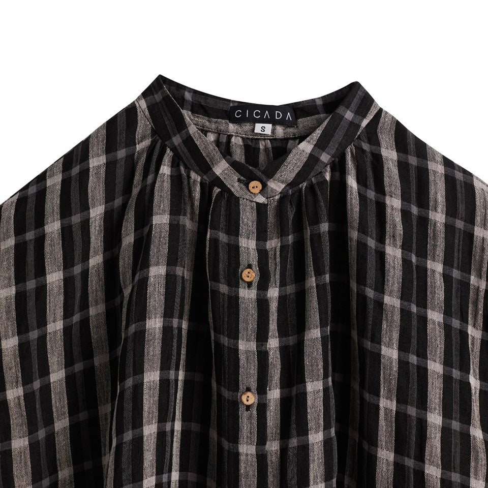 CICADA Boxy Cut Mandarin Collar Shirt (BLACK) | Isetan KL Online Store