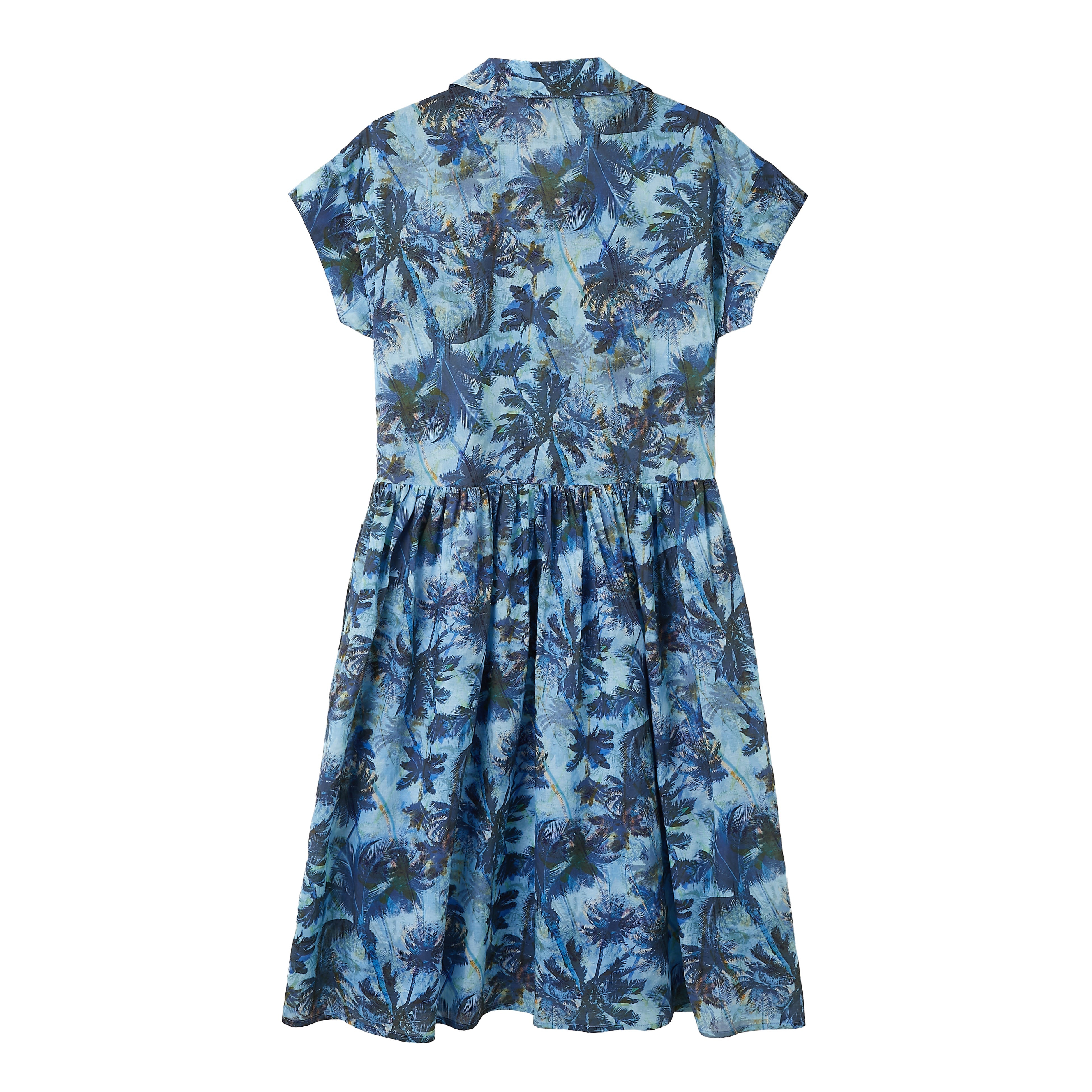 CICADA Short Sleeves Open Collar Dress (Blue) | Isetan KL Online Store