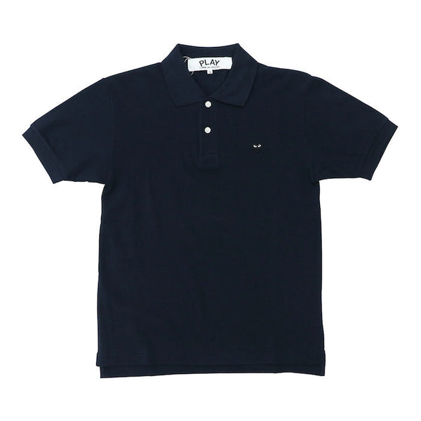 COMME DES GARCONS PLAY Embroidered-logo knitted polo top (Navy with Black Heart) | Isetan KL Online Store