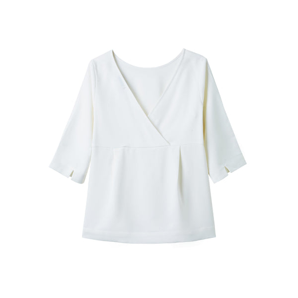 CULTIVATION 3/4 Sleeves Blouse with V-Back (White) | Isetan KL Online Store