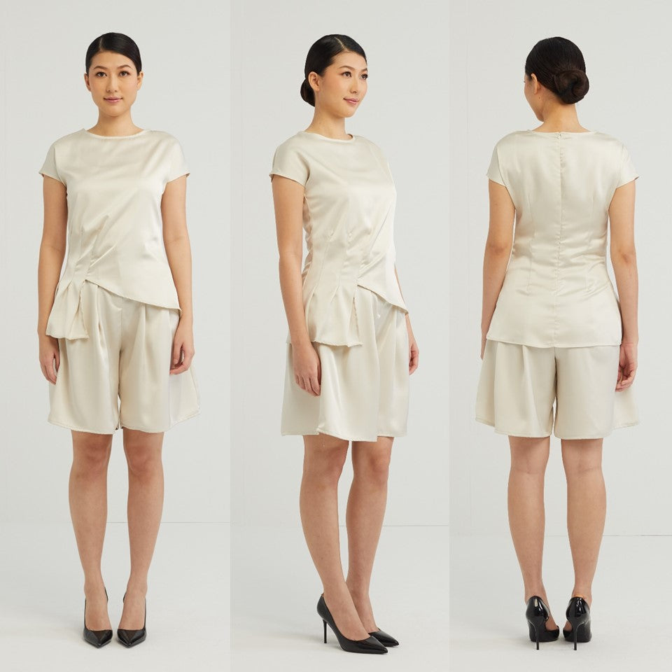 CULTIVATION Cap Sleeve Draping Blouse (Beige) | Isetan KL Online Store