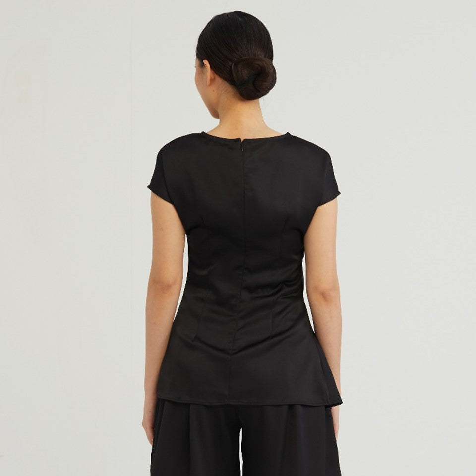 CULTIVATION Cap Sleeve Draping Blouse (Black) | Isetan KL Online Store