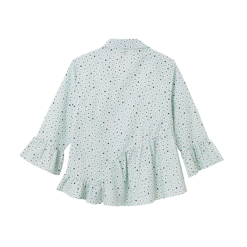 CULTIVATION Collared Shirt with Frills (Light Blue) | Isetan KL Online Store