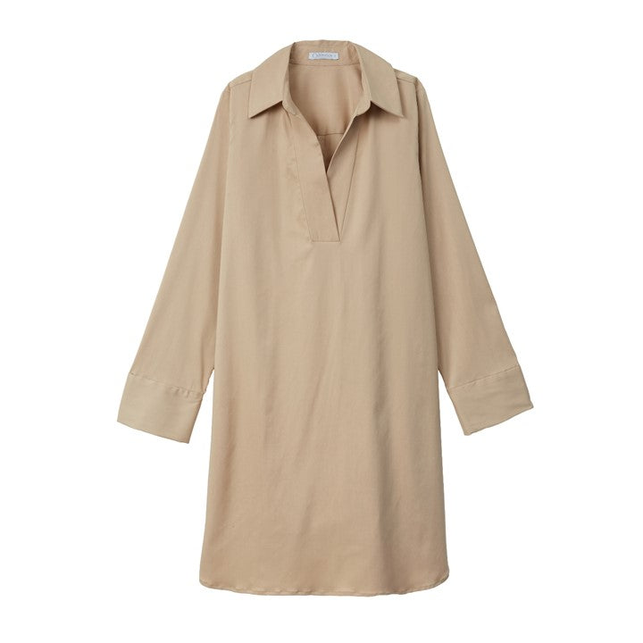 CULTIVATION Collared Tunic Shirt (Beige) | Isetan KL Online Store