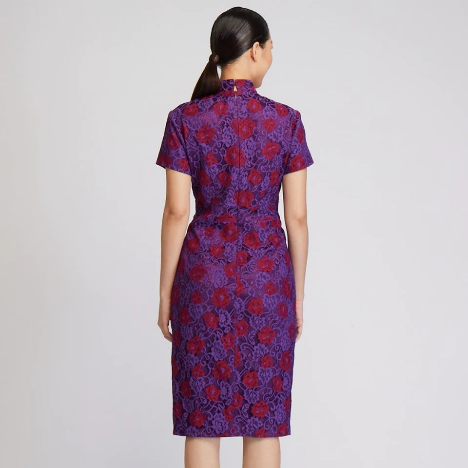 CULTIVATION Floral Lace Wrap Qipao (Purple) | Isetan KL Online Store