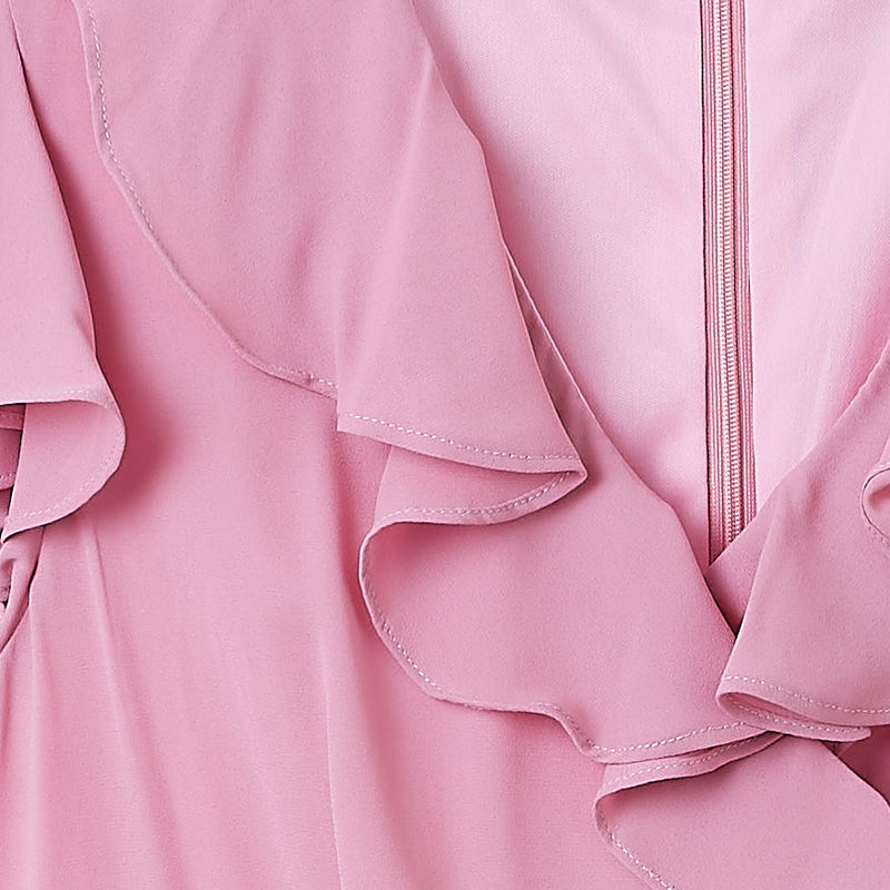 CULTIVATION Frilled Chiffon Midi Dress (Pink) | Isetan KL Online Store