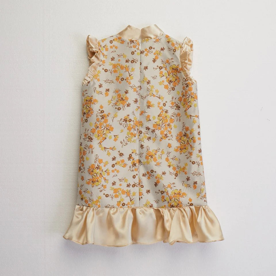 CULTIVATION Kids Brocade Frill Sleeve Dress (Beige) | Isetan KL Online Store