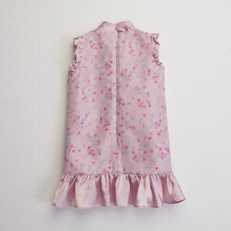 CULTIVATION Kids Brocade Frill Sleeve Dress (Pink) | Isetan KL Online Store