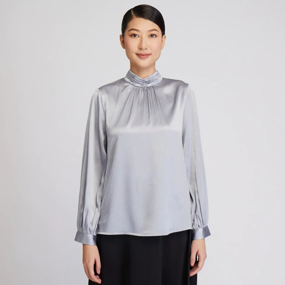 CULTIVATION Long Sleeve Shimmering Blouse (Grey) | Isetan KL Online Store
