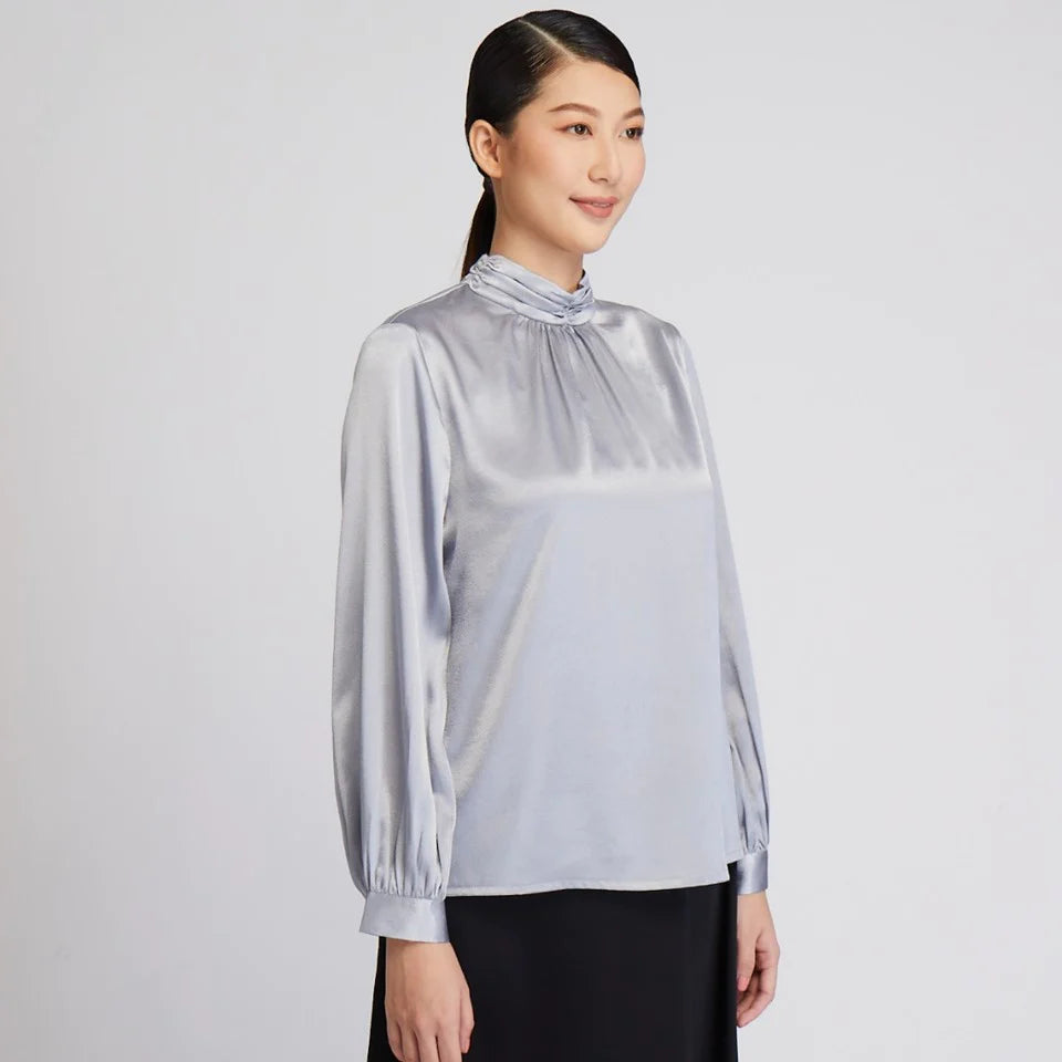 CULTIVATION Long Sleeve Shimmering Blouse (Grey) | Isetan KL Online Store