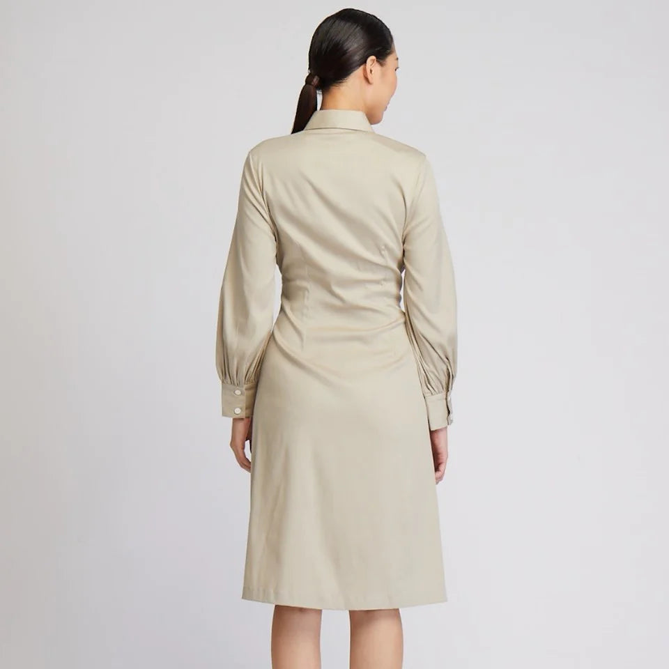 CULTIVATION Long Sleeve Shirt Dress (Beige) | Isetan KL Online Store