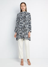 CULTIVATION Printed Long Sleeves Tunic With Neck-Scarf (BLACK) | Isetan KL Online Store