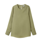 CULTIVATION Round-neck Blouse with Long Sleeves (Green) | Isetan KL Online Store