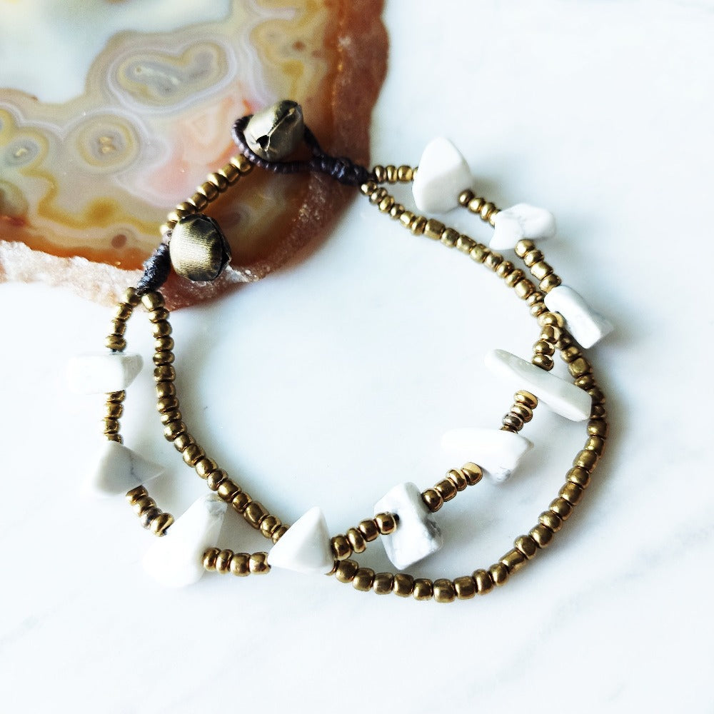 ER BY ERVY Natural Howlite Gemstone Chip Chain Design Bracelet | Isetan KL Online Store