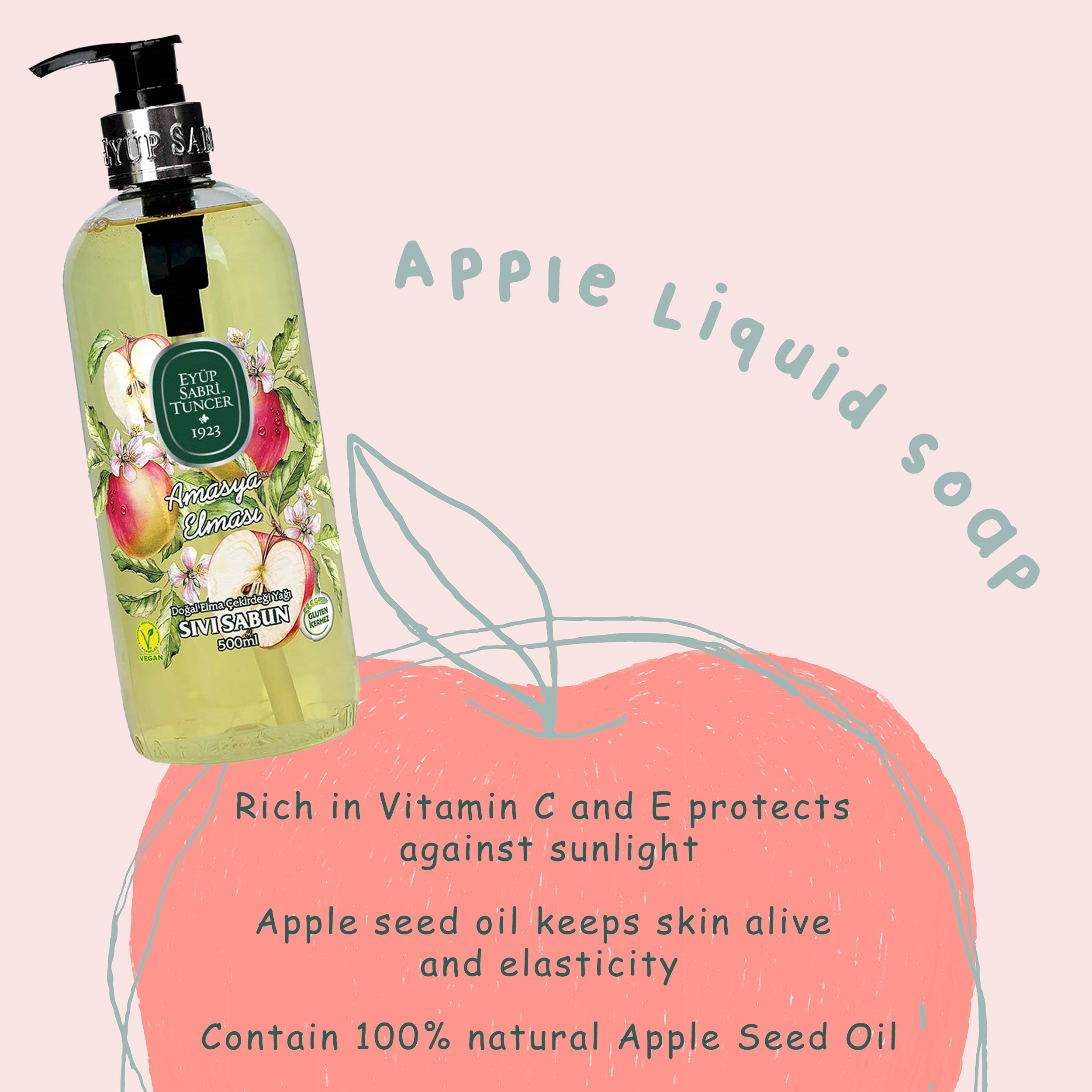 EYUP SABRI TUNCER [Buy 1 Free 1] Natural Olive Oil Liquid Soap - Apple 500ml | Isetan KL Online Store