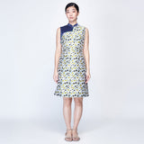 KHOON HOOI x CULTIVATION Brocade with Satin Fit and Flare Dress (Blue) | Isetan KL Online Store