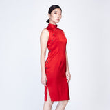 KHOON HOOI x CULTIVATION Satin Fitted Qipao with Side Slits | Isetan KL Online Store