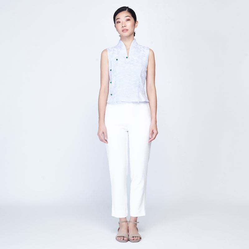 KHOON HOOI x CULTIVATION Textured Fitted Top with High Collar (Lilac) | Isetan KL Online Store