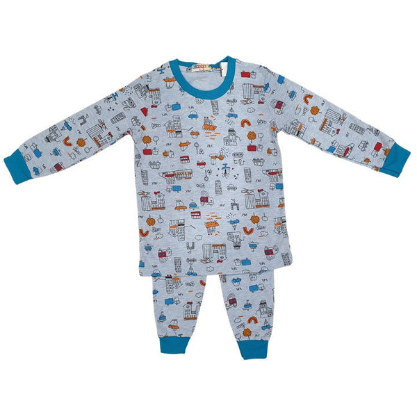 KIDS & CO. Pyjamas (Light Blue Transportation) | Isetan KL Online Store