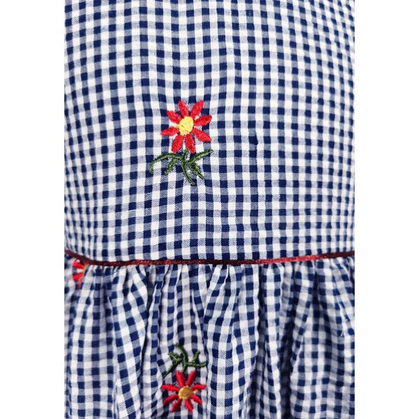 MINI PINK GIRLS COTTON CHECKS EMBROIDERY SHORT SLEEVE DRESS | Isetan KL Online Store