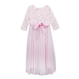 MINI PINK Mini Pink Girl Light Pink 3D Lace Tulle Party Long Maxi Dress | Isetan KL Online Store