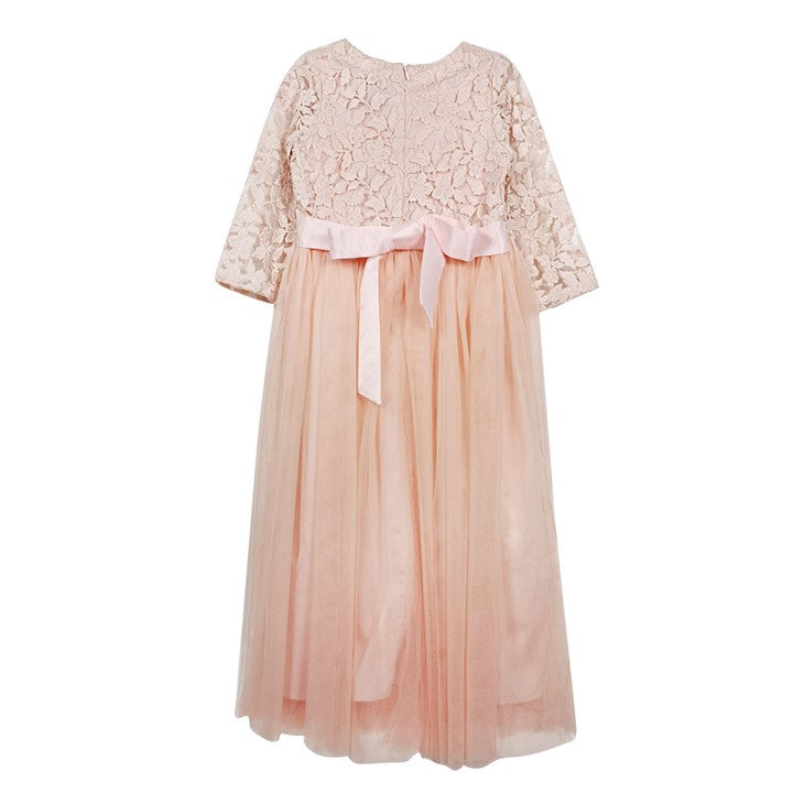 MINI PINK Mini Pink Girl Peach Embroidered Lace Tulle Party Long Maxi Dress | Isetan KL Online Store