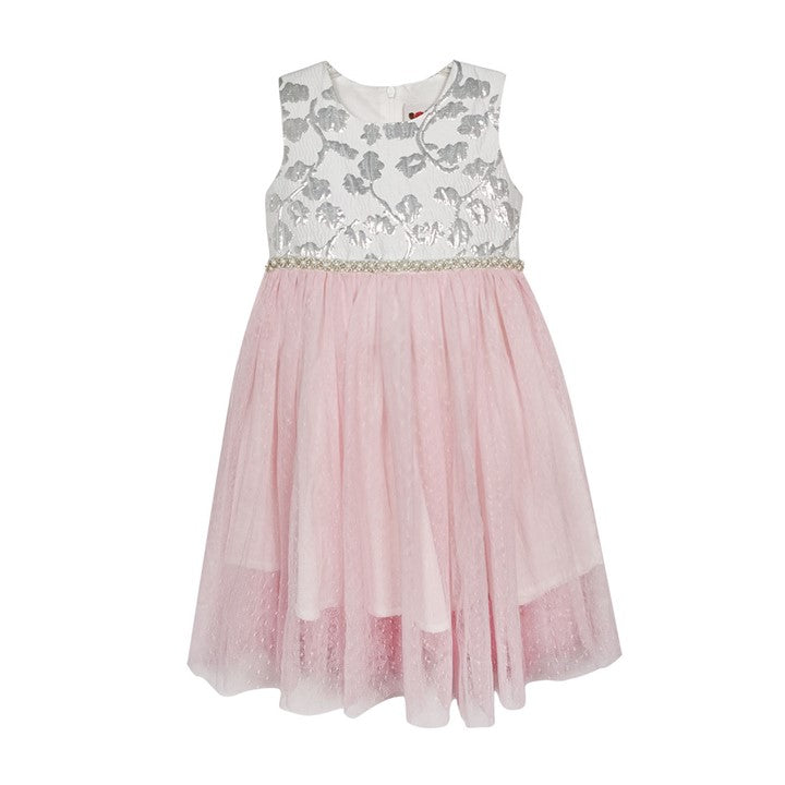 MINI PINK Mini Pink Girl Silver Shine White Party Dress | Isetan KL Online Store