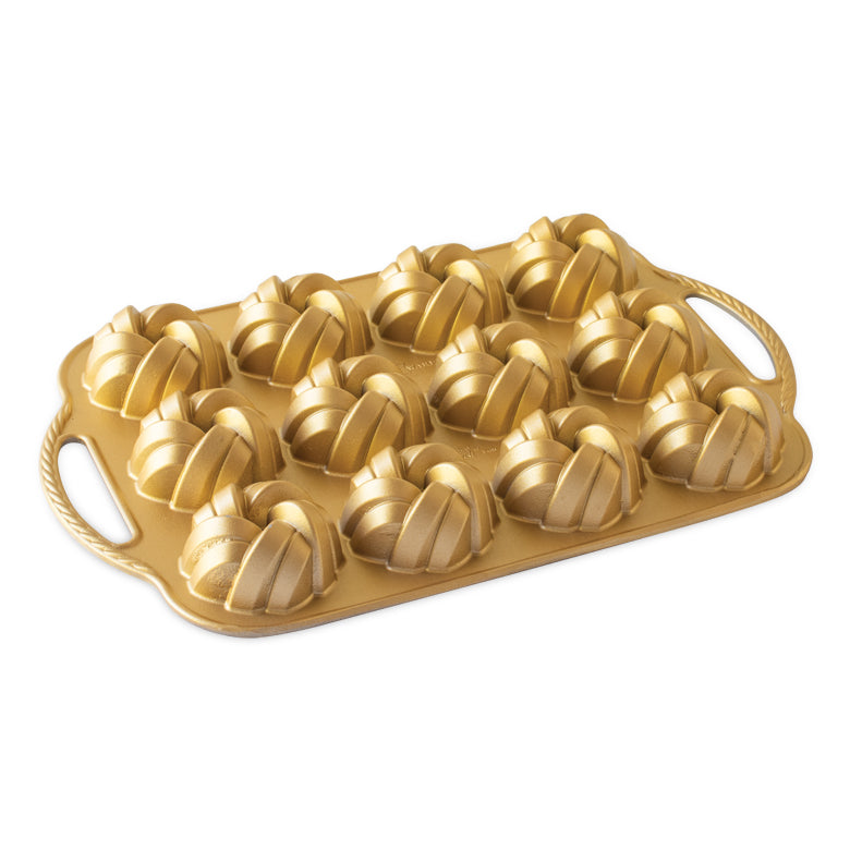 NORDICWARE 75th Anniversary Braided Mini Bundt Pan 3.5 cups (Premium Gold) | Isetan KL Online Store