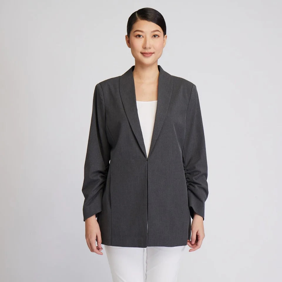TOTAL WOMEN Jacket with Gathered Sleeve (Light Grey) | Isetan KL Online Store