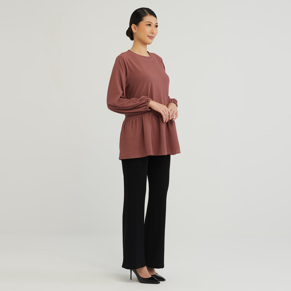 TOTAL WOMEN Long Sleeve Blouse with Gathers (Dusty Pink) | Isetan KL Online Store