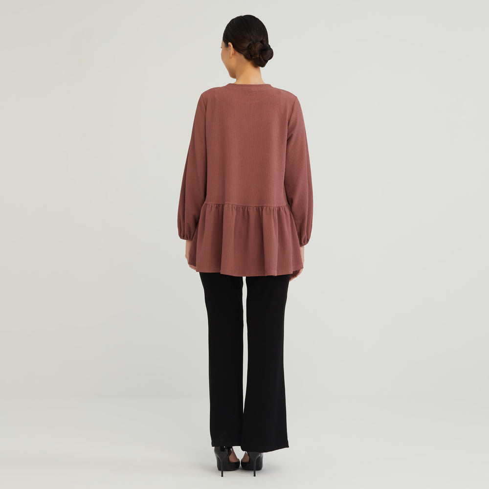 TOTAL WOMEN Long Sleeve Blouse with Gathers (Dusty Pink) | Isetan KL Online Store