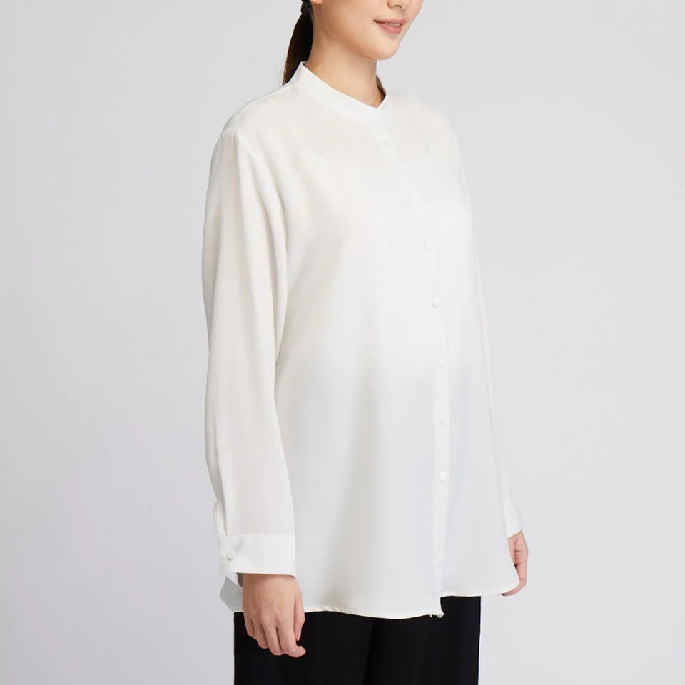 TOTAL WOMEN Satin Shirt Blouse (White) | Isetan KL Online Store
